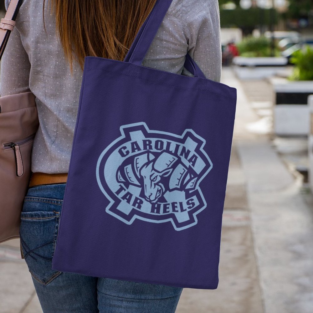 NEW North Carolina Tar Heels 2004 Logo Canvas Medium Tote Bag NAVY - Picture 2 of 2